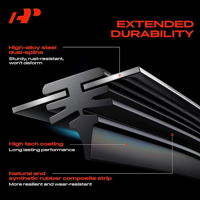 A-Premium Pack of 2 Windshield Wiper Blades with Wear Indicator & Towel - Compatible with Dodge Sprinter 2500/Sprinter 3500 & Freightliner Sprinter 2500/3500-26" and 24", TL2 Connector