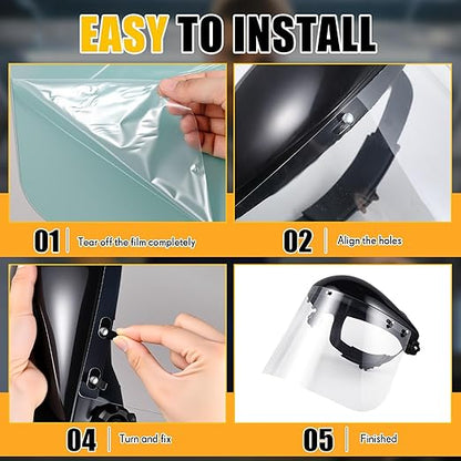 Kingdder 6 Pcs Clear Face Shield Replacement for Grinding and Cutting, 15x 8x 0.04 Inches Safety Faceshield Visors(PET,Edgeless)