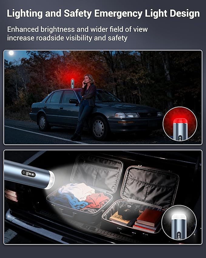 Handheld Vacuum, Powerful 18000pa Car Vacuum with Brushless Motor, Portable Hand Held Vacuum with 3 Speed Modes, 5- in-1 Mini Cordless Vacuum Cleaner with White LED & Red Flash for home/Car/Office
