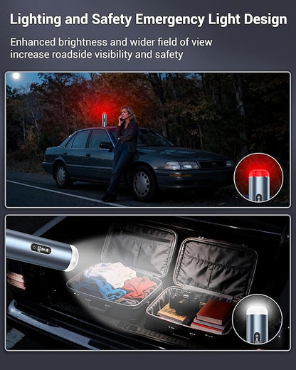 Handheld Vacuum, Powerful 18000pa Car Vacuum with Brushless Motor, Portable Hand Held Vacuum with 3 Speed Modes, 5- in-1 Mini Cordless Vacuum Cleaner with White LED & Red Flash for home/Car/Office