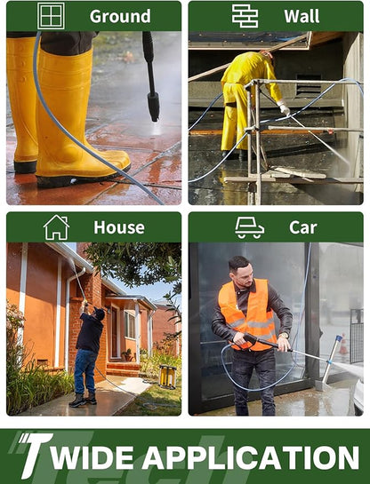 3/8" 4800PSI Pressure Washer Hose 150FT with Swivel Quick Connect for Cold/Hot Water Max 248°F, Kink Resistant Steel Wire Braided, Wear Resistant Power Washer Hose with M22 14mm Adapter