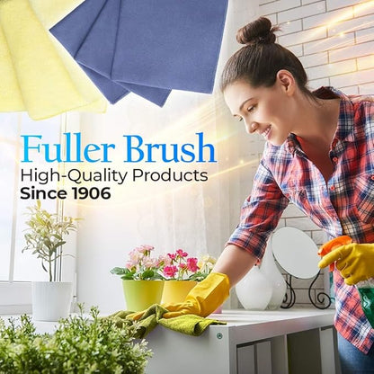 Fuller Brush 181 Dual Action Microfiber Cloths – 3-Pack, 16" x 16" Reusable Cleaning Towels with Scrubbing Stripes – Super Absorbent, Safe on All Surfaces