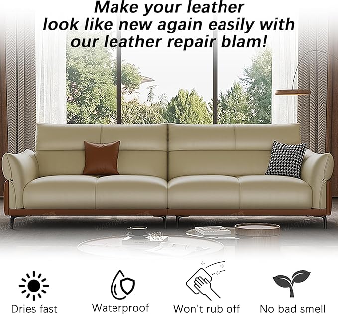 drtulz Beige Leather Recoloring Balm, Leather Color Restorer Conditioner, Leather Repair Kits for Vinyl Furniture, Sofa, Car Seats, Shoes - Repair Leather Color on Faded & Scratched Leather Couches