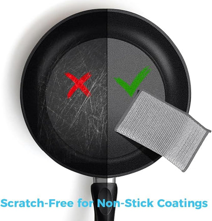 AIDEA Non Scratch Wire Dishcloth 24PK, Upgraded Wire Dishwashing Rag for Kitchen, Dual Sided, Washable Dish Cloths, Cleaning Pads Steel Scrubber for Cookware, Sinks, Dishes, Stove Tops, 7"×8" Grey