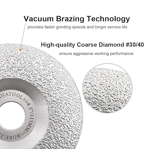 SHDIATOOL 5-Inch Diamond Grinding Cup Wheel for Granite Marble Iron Steel Masonry Convex Vacuum Brazed Grinding Disc Fits 7/8 Inch Arbor