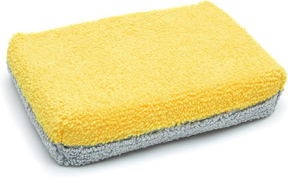 Autofiber Thin [Saver Applicator Terry] Ceramic Coating Applicator Sponge | 12 Pack | with Plastic Barrier to Reduce Product Waste. (Gold/Gray)