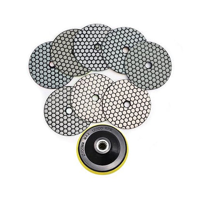 DT-DIATOOL Dry Diamond Polishing Pads 4 Inch for Granite Marble Quartz Stone Countertop Tiles Plastic Mixed Grits Plus Plastic Backer