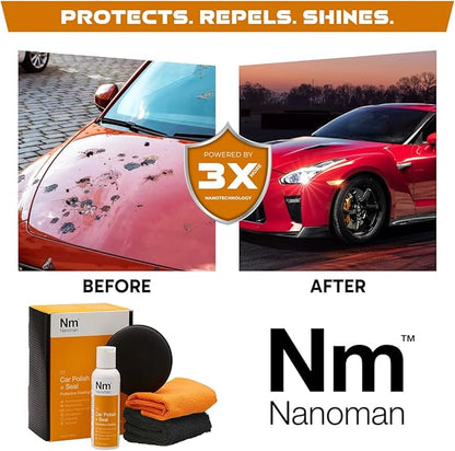 Nano Ceramic (SiO2) Car Polish +Seal. 100mL Kit Complete with Easy Application Nano Polish Application pad and polishing Cloths.