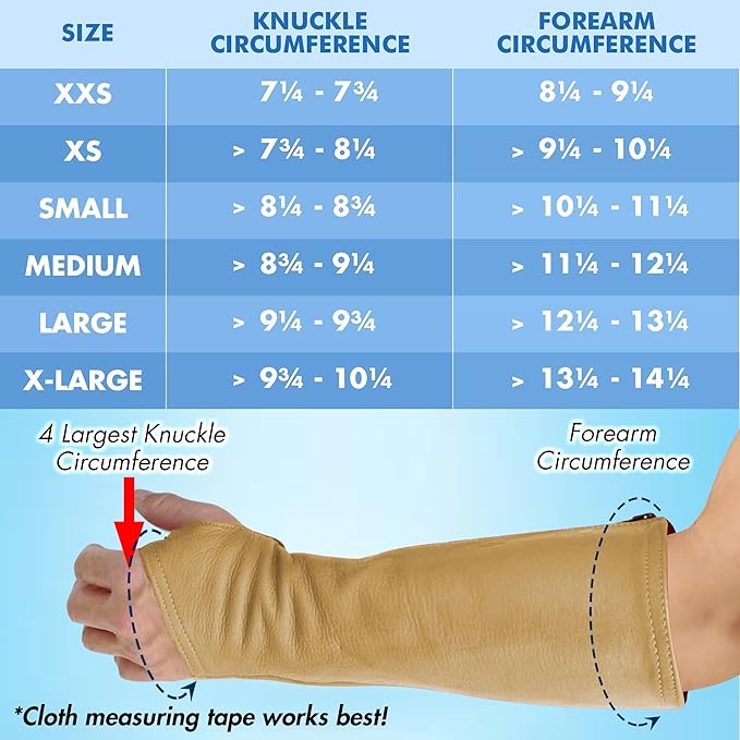 Arm Chaps Leather Protective Sleeves Arm Guard - Prevent Cuts, Scratches & Bruises - Genuine Cowhide - Ideal for Gardening & Construction - Left & Right Form-Fitting. Tan (1 Pair/XX-Small).