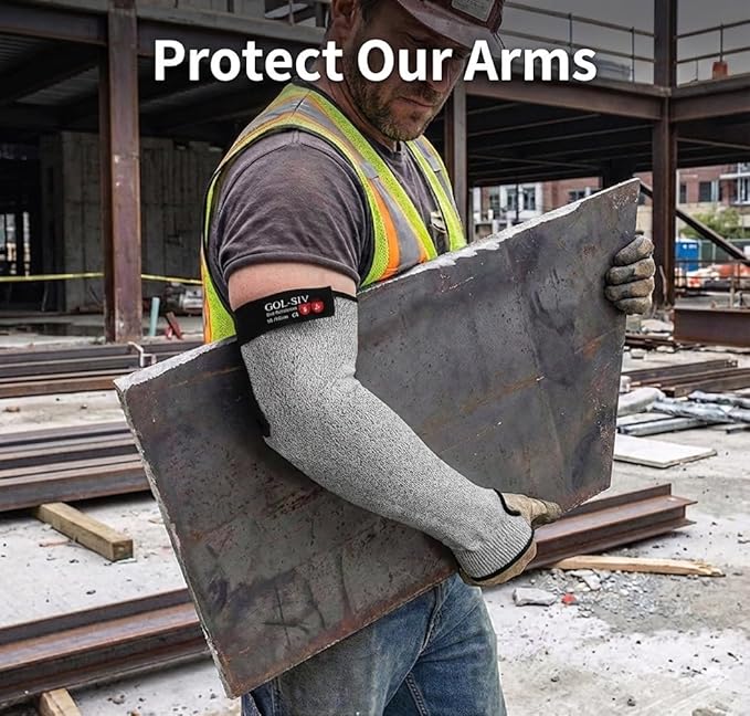 GOL-SIV Cut Resistant Sleeves With Thumb Hole, Arm Protectors For Thin Skin And Bruising, Gardening Sleeves For Women, Men, Elderly (17.7in, Grey)
