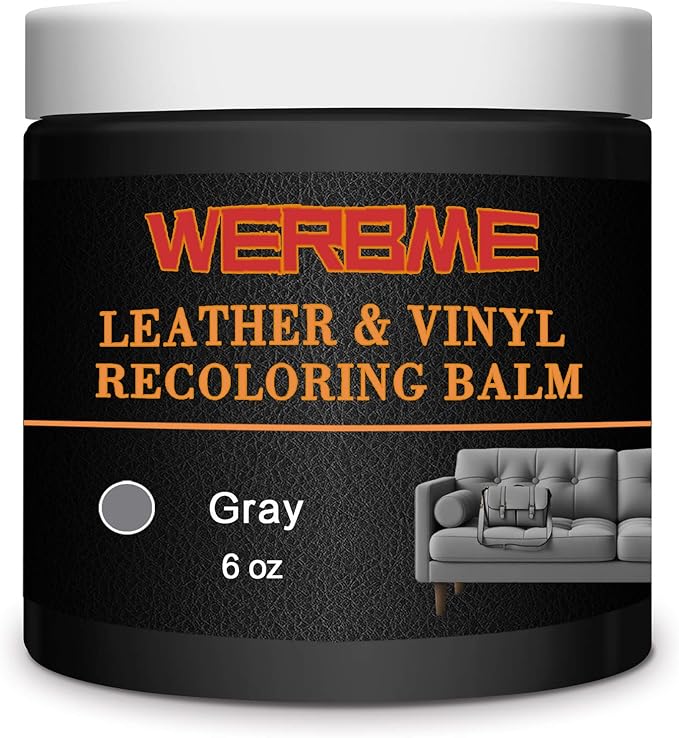 WERBME Leather Recoloring Balm & Color Restorer - Multipurpose Dye & Paint for Faded Leather Couches, Car Seats, Shoes | Fix Scratches on Clothing, Furniture & Accessories(Gray)