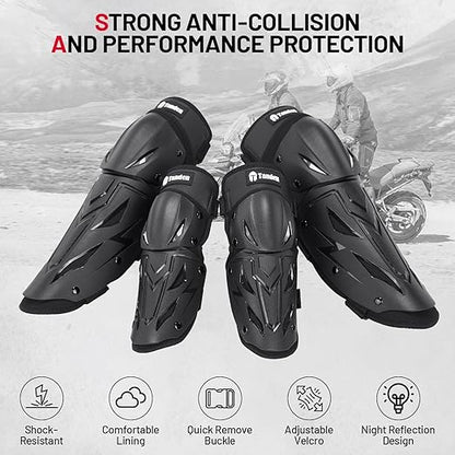 Tanden Motocross Knee Pads Motorcycle Elbow Pads Guards 4Pcs, Motorcycle Knee Guards for Men Leg Protection Armor Motocross Knee and Shin Guards Dirt Bike Crashproof Adult Protective Gear