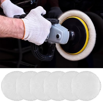 7 Pcs Wool Polishing Buffing Pads, 4 Inch Car Polishing Buffing Wheel with Hook and Loop Back for Drill Buffer Attachment, Car Buffer Polisher Kit for Cars Polish, Waxing, & Compound Cutting