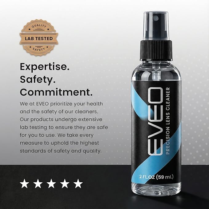 EVEO Eyeglass Cleaner Spray - Glasses Cleaner No Streaks Technology & Microfiber Cleaning Cloth - Glasses Cleaning Kit, Eye Glass Cleaners Spray Lens Cleaner - Screen & Eye Glasses Kit - 2 Pack