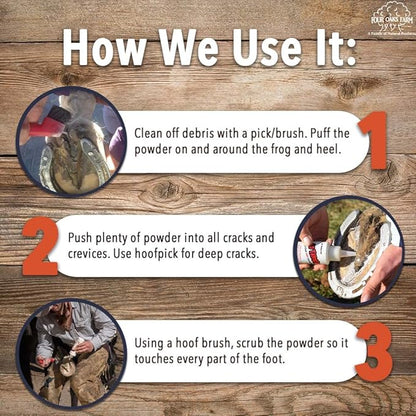 Four Oaks Farm Ventures, No Thrush Dry Powder Treatment for Horses - Wound Care, Scratches, Rain Rot, Mud Fever, Coat Issues - All Natural Ingredients, Non-caustic, Easy to Use Powder Formula (2.5 oz)