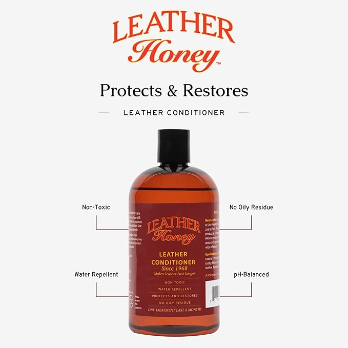Leather Honey Leather Conditioner, Non-Toxic & Made in The USA Since 1968. Protect & Restore Leather Couches & Furniture, Car Interiors, Boots, Jackets, Shoes, Bags & Accessories. Safe for Any Colors
