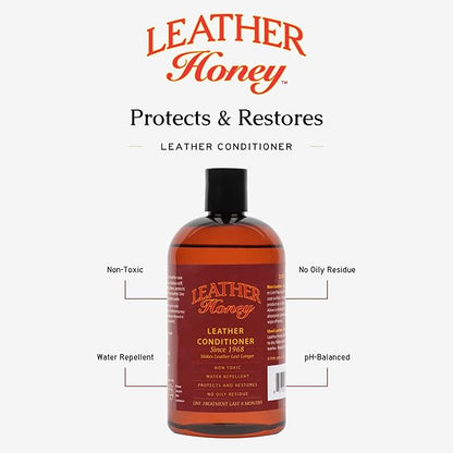 Leather Honey Leather Conditioner, Non-Toxic & Made in The USA Since 1968. Protect & Restore Leather Couches & Furniture, Car Interiors, Boots, Jackets, Shoes, Bags & Accessories. Safe for Any Colors