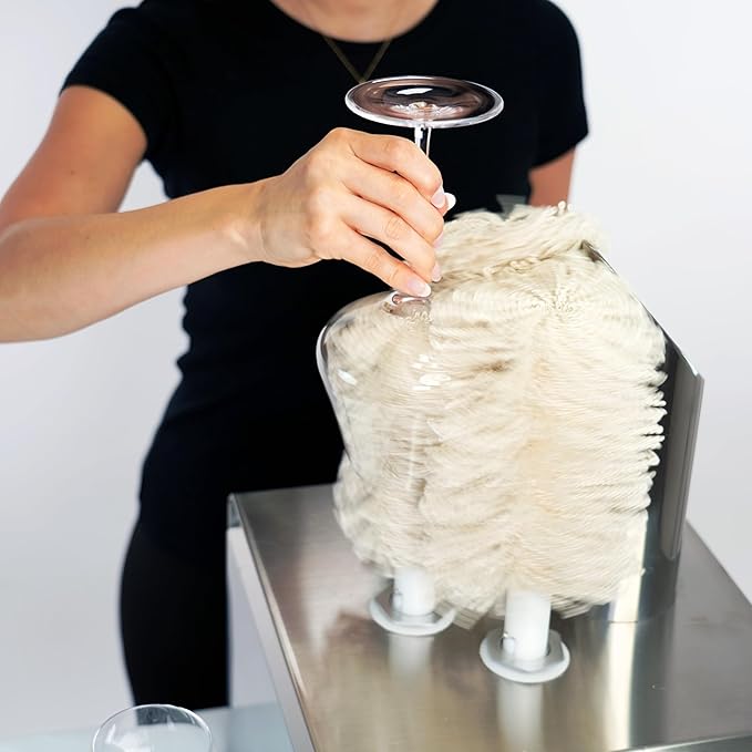 Commercial Wine Glass Polisher Machine - Electric Glass Polishing Machine with 3 Cloth Polishers - Stainless Steel Glass Polisher for Wineries, Bars, and Restaurants and More