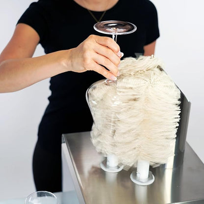 Commercial Wine Glass Polisher Machine - Electric Glass Polishing Machine with 3 Cloth Polishers - Stainless Steel Glass Polisher for Wineries, Bars, and Restaurants and More