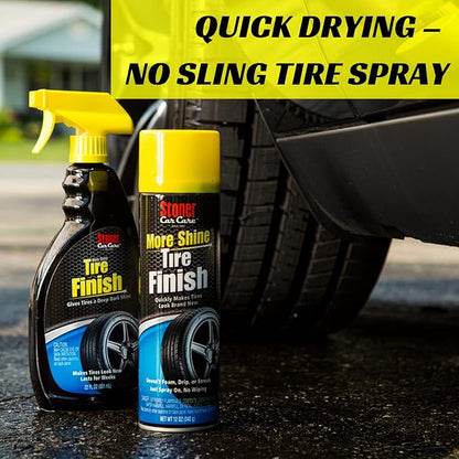 Stoner Car Care 91094-4PK More Shine Tire Finish – Tire Shine Spray for a Deep Matte Black Finish with Long-Lasting Rain-Resistant Protection, Non-Greasy No Sling – 12 oz (Pack of 4)