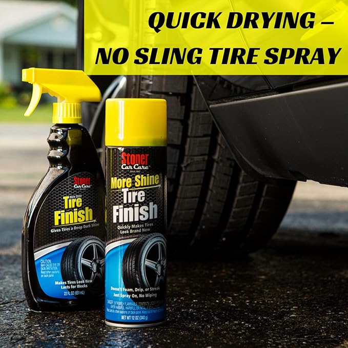 Stoner Car Care 91094-6PK More Shine Tire Finish – Tire Shine Spray for a Deep Matte Black Finish with Long-Lasting Rain-Resistant Protection, Non-Greasy No Sling – 12 oz (Pack of 6)