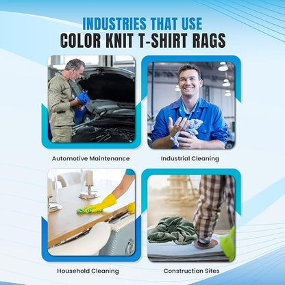 Recycled Color Knit Cleaning Rags (10 lbs. Compressed Box) – Shop Cloths Bulk for Workshops, Mechanics, Painters, and Home Use, Multipurpose Cotton T-Shirt Rags