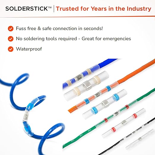 Waterproof Solder Seal Wire Connectors Kit, Electrical Insulated Wire Splice Heat Shrink Wire Connectors with 4 Gauges - 12-10, 16-14, 22-18, 26-24 AWG (100)