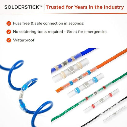 Waterproof Solder Seal Wire Connectors Kit, Electrical Insulated Wire Splice Heat Shrink Wire Connectors with 4 Gauges - 12-10, 16-14, 22-18, 26-24 AWG (100)