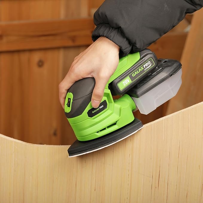 GALAX PRO Cordless Sander,2.0A Battery,12000 RPM Powerful Speed Detail Sanders with 20Pcs Sandpapers, Electric Mouse Sander for Tight Spaces Sanding in Home Decoration with Dust Box