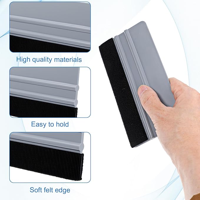 24 Pack Vinyl Wrap Squeegee, 4 Inch and 6 Inch Felt Edge Squeegee Tool with Replacement Felts Fabric, Blue and Gray Window Film Tint Applicator for Car Wrap, Decals, Wallpaper Installation