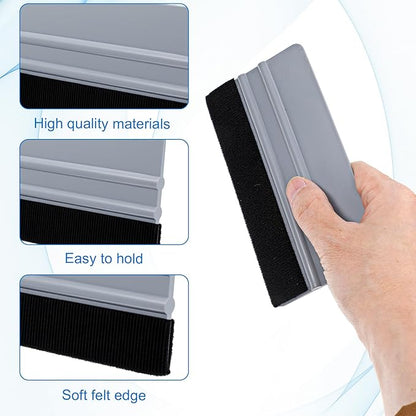 24 Pack Vinyl Wrap Squeegee, 4 Inch and 6 Inch Felt Edge Squeegee Tool with Replacement Felts Fabric, Blue and Gray Window Film Tint Applicator for Car Wrap, Decals, Wallpaper Installation