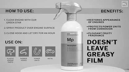 KOCHCHEMIE - Motorplast - Naturally Shiny, Water-Displacing Engine Conserver; Restore Appearance; Elastic Protective Film Protects Power Units from Corrosion & Environmental Factors (500 milliliters)