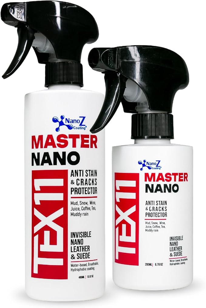 Nano Leather and Suede Hydrophobic Spray, Water and Stain Repellent, Waterproofing for Boots, Car Seats, Furniture, Jackets, Shoes, Bags and More (13.52 fl.oz)