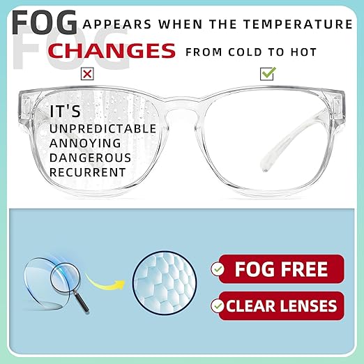 Alsenor Safety Glasses Anti Fog Goggles Fit Over Prescription Eyewear For ANSI Z87.1 Certified Oversized Eyeglasses For Men Women (Oversized-Clear)