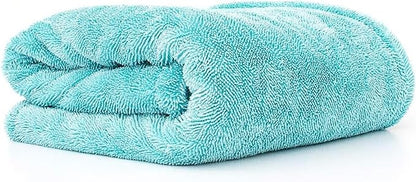 The Rag Company - The Liquid8r - Absorbent 70/30 Blend Microfiber Drying Towel for Cars, Trucks, SUVs, Safe for Detailing + Scratch Free, Twist Loop, 1100gsm, 25in x 36in, Aqua Blue