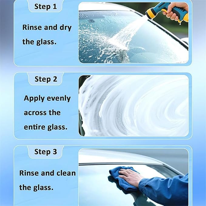 2PCS Glass Oil Film Remover for Car,Roll-On Glass Compound with Cleaning Board,Removes Oil Film & Smudges,Universal Anti-Rain Fog BrushOil Film Remover for Car Windshields and Windows(100g)