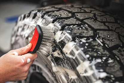 Detail Factory - ProGrip Tire Brush - Ergonomic ProGrip Handle, Stiff Synthetic Bristles, Ergonomic Design, Clean Your Tires with Ease - Octane Underglow