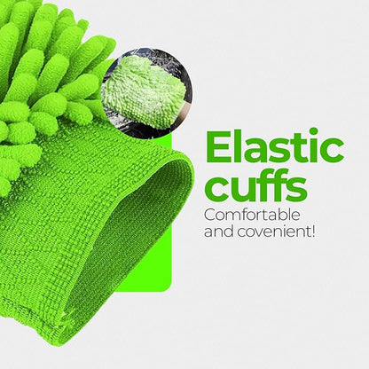 Premium Chenille Car Wash Mitt - Ultra-Soft, Scratch-Free, and Lint-Free Microfiber Mitt for Superior Car Wash Kit, Car Detailing, and Car Cleaning Supplies (2)