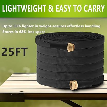 ACOVER Anti-Kink 25FT Non-Expanding Garden Hose, Flexible and Tough, Lightweight and Sturdy for Outdoor, Yard, Lawn, Car Wash, Marine, and Camper Use,and All-Season Use. U.S Standards Brass Fitting