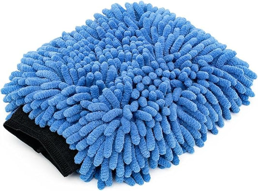 The Rag Company - Premium Chenille Microfiber Knobby Wash Mitts - Perfect for Car Washing and Detailing; Scratch-Free, Lint-Free, Double-Sided, Plush, and Absorbent; Blue (2-Pack)