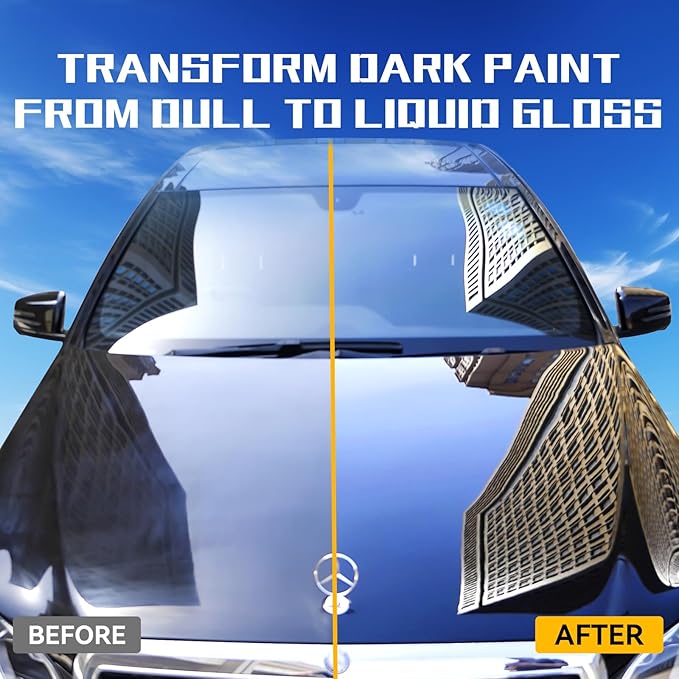 WEICA Black Car Wax Paste with Carnauba - Cera para Autos, Swirl Mark Minimizer & Gloss Enhancer for Dark Vehicles, Safe on Clear Coat, 180g Kit w/Applicator Sponge & Microfiber Towel