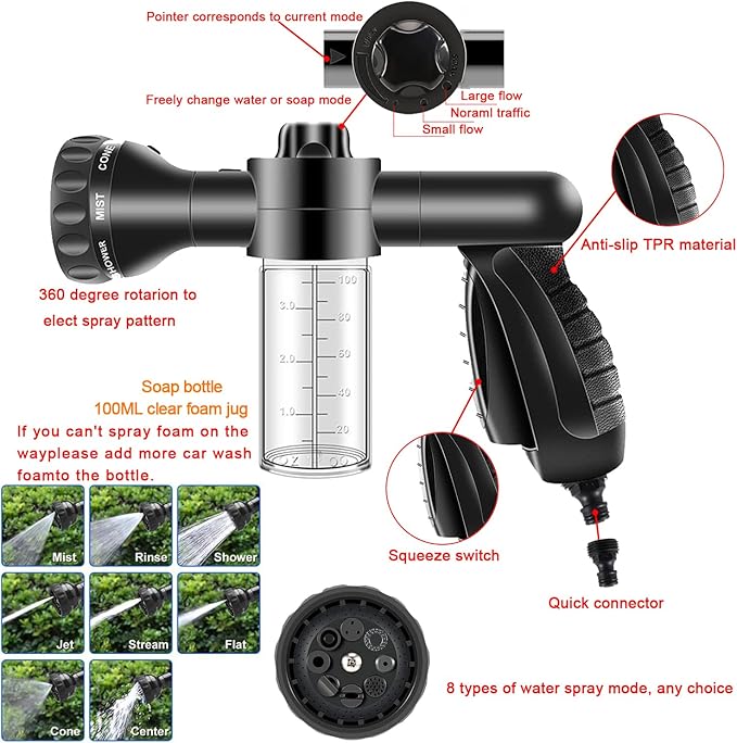 LIANXIN Car Wash Kit -Car Cleaning Kit Cars Washs Foam Gun Microfiber Sponge Cars Washing Kits Tire BrushTowels Complete Large Washs Mitt