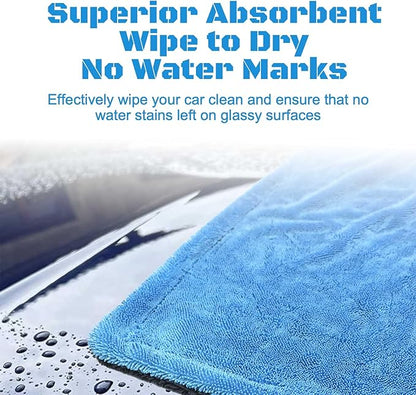 Extra Large Car Drying Towel, 48”x24” Dual Sided Microfiber Car Cleaning Towel with Twisting Yarn Technique, 1200GSM Super Absorbent, Holds Up to 8 lbs, Scratch-Free, Machine Washable (Darkgray-Blue)
