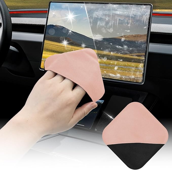 SuperKaKa Pink Car Screen Cleaner- Vehicle Touchscreen Microfiber Cleaning Cloth, Touch Screens Clean Wipes Cars Interior Accessories for Auto Dashboard Display (Pink)