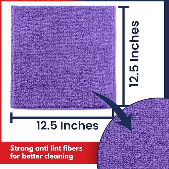 USANOOKS Microfiber Cleaning Cloth - 1200 Washes, Ultra Absorbent Towels Grip Root Weave Grime - 24pack - Purple