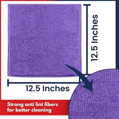 USANOOKS Microfiber Cleaning Cloth - 1200 Washes, Ultra Absorbent Towels Grip Root Weave Grime - 08pack - Purple