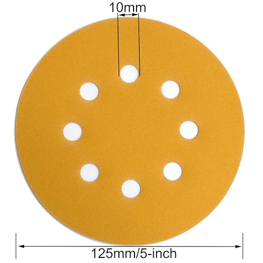 Aiyard 5-Inch 8-Hole Hook and Loop Sanding Discs 400-Grit Random Orbit Sandpaper, 100-Pack