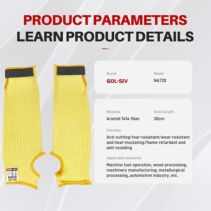GOL-SIV Cut Resistant Sleeves With Thumb Hole,Thin Skin Arm Protection Sleeves And Bruising, Kevlar Sleeves,For Gardening, Welding, Kitchen,For Women, Men, Elderly(Yellow, 11.8 in)