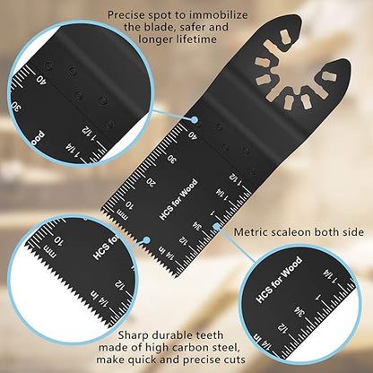 OTUCO 154 Pack Oscillating Saw Blades, Wood Metal Cutting Multitool Bi-Metal Blades Quick Release Tool Blades Kits Fit for Dewalt, Makita, Ryobi, Rockwell with Sanding Paper