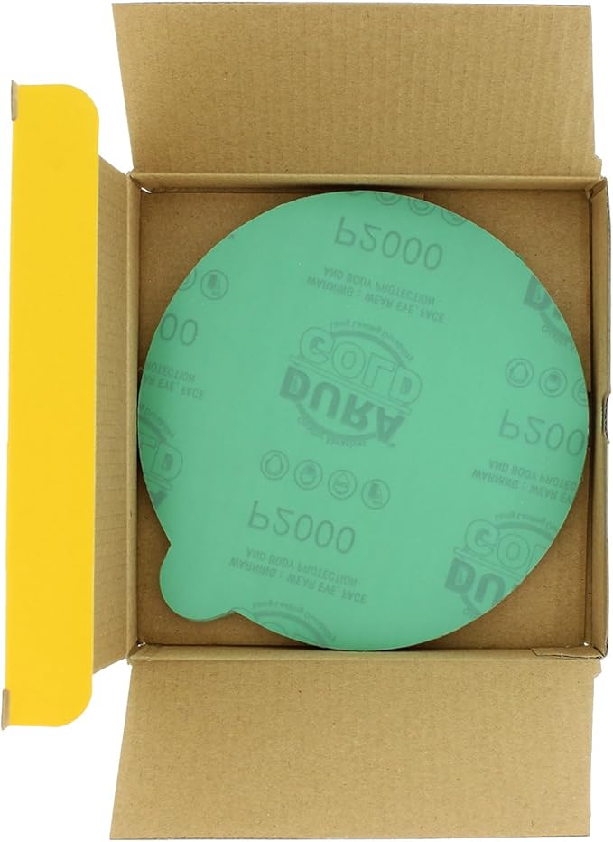 Dura-Gold Premium 6" Green Film PSA Sanding Discs - 2000 Grit (Box of 25) - Self Adhesive Stickyback Sandpaper for DA Sander, Detailing Finishing Cut Abrasive, Sand Automotive Paint Woodworking Wood